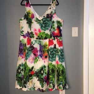 City Chic fit & flare plus dress succulent NWT